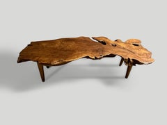 Andrianna Shamaris Mid Century Style Live Edge Teak Wood Coffee Table