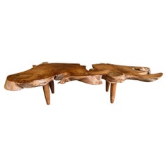 Andrianna Shamaris Mid Century Style Live Edge Teak Wood Coffee Table
