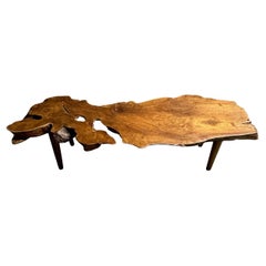 Andrianna Shamaris Mid Century Style Live Edge Teak Wood Coffee Table