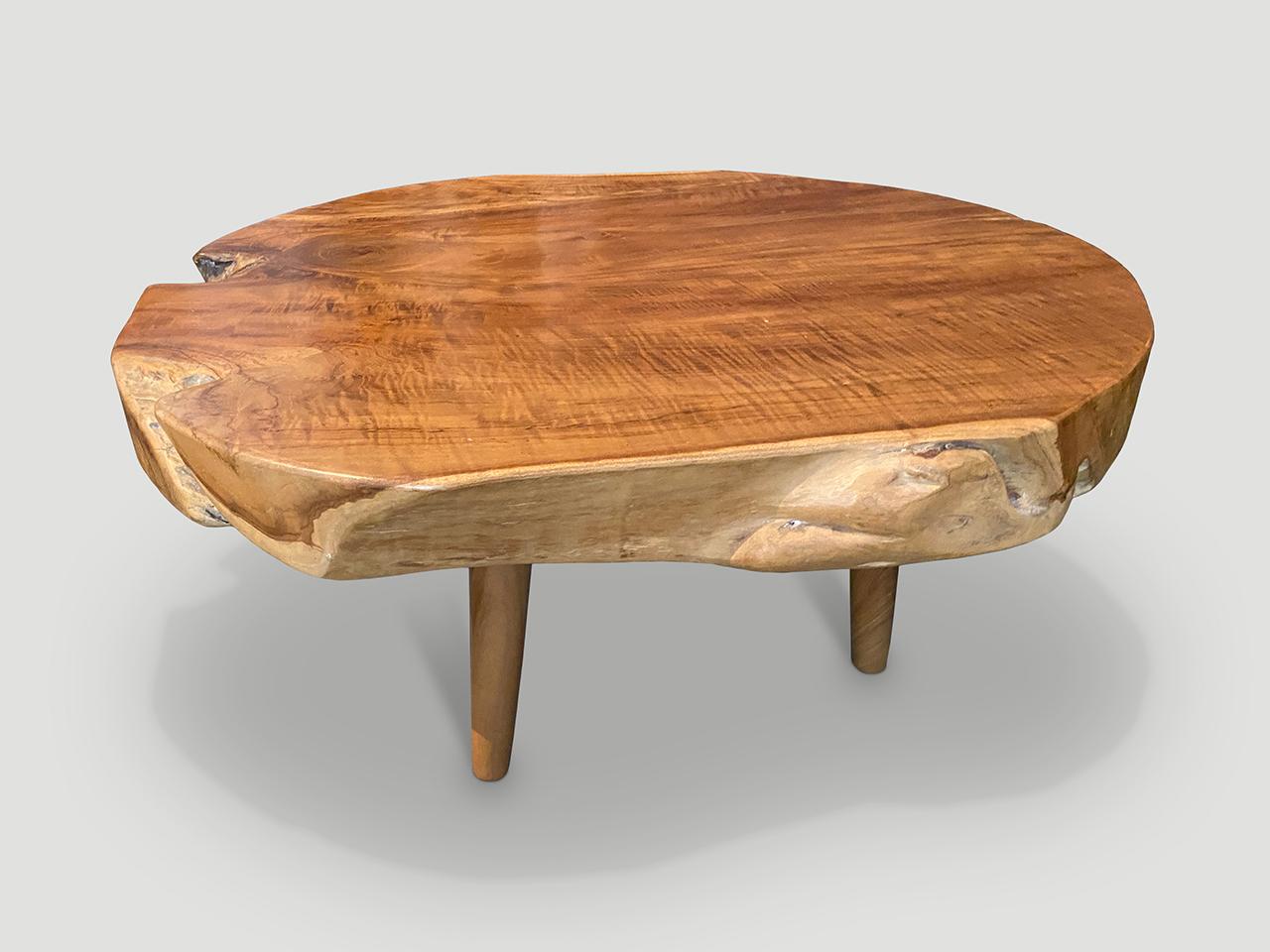 Wood Andrianna Shamaris Mid-Century Style Organic Coffee Table For Sale
