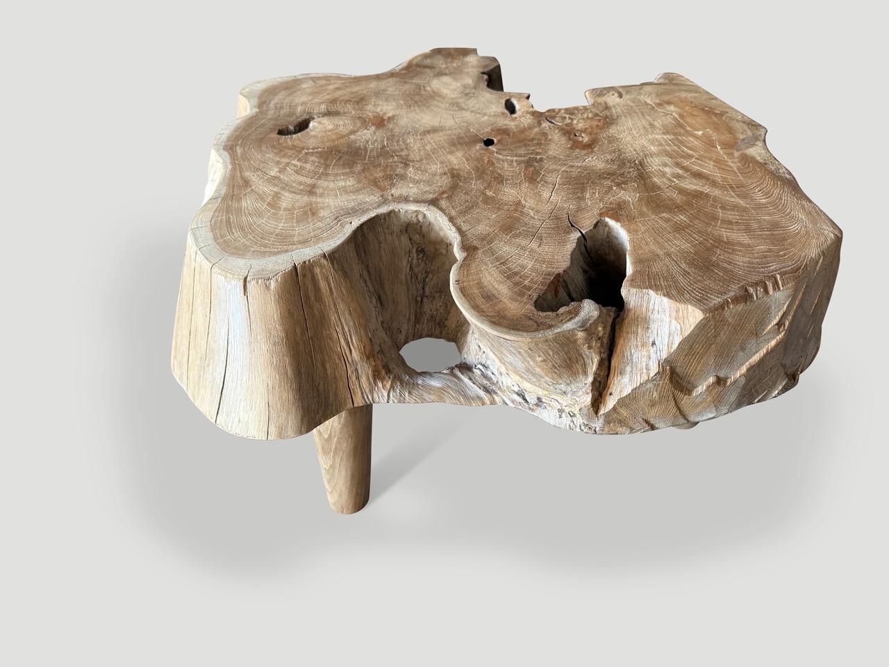 Andrianna Shamaris Mesa de centro de madera de teca orgánica de mediados de siglo Moderno orgánico en venta