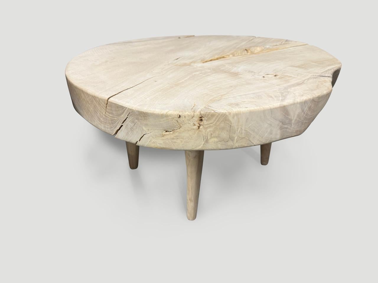 Organic Modern Andrianna Shamaris Mid Century Style Organic Teak Wood Coffee Table For Sale