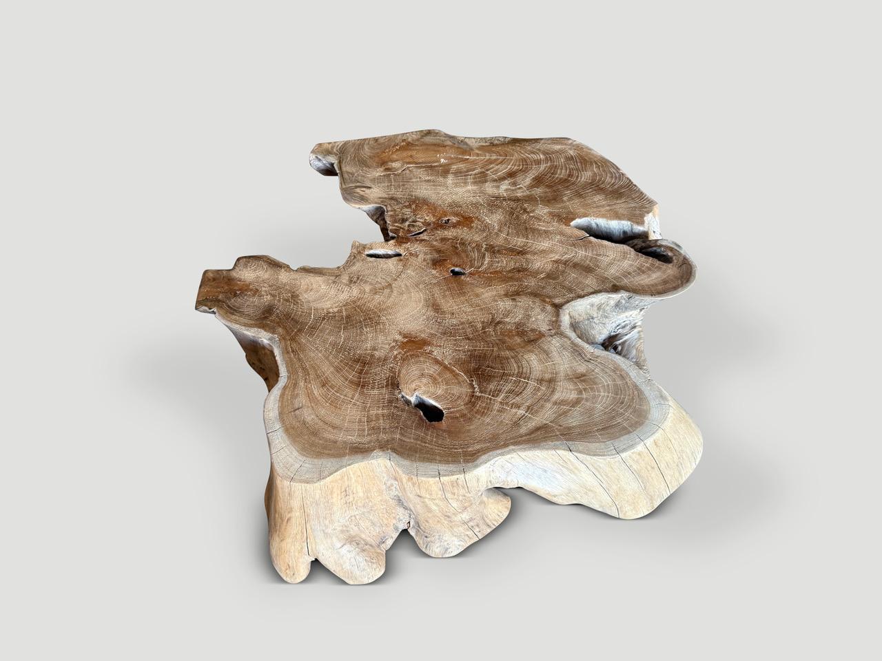 Andrianna Shamaris Mesa de centro de madera de teca orgánica de mediados de siglo en Excelente estado para la venta en New York, NY
