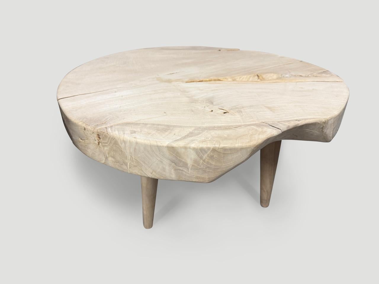 Andrianna Shamaris Mid Century Style Organic Teak Wood Coffee Table In Excellent Condition For Sale In New York, NY