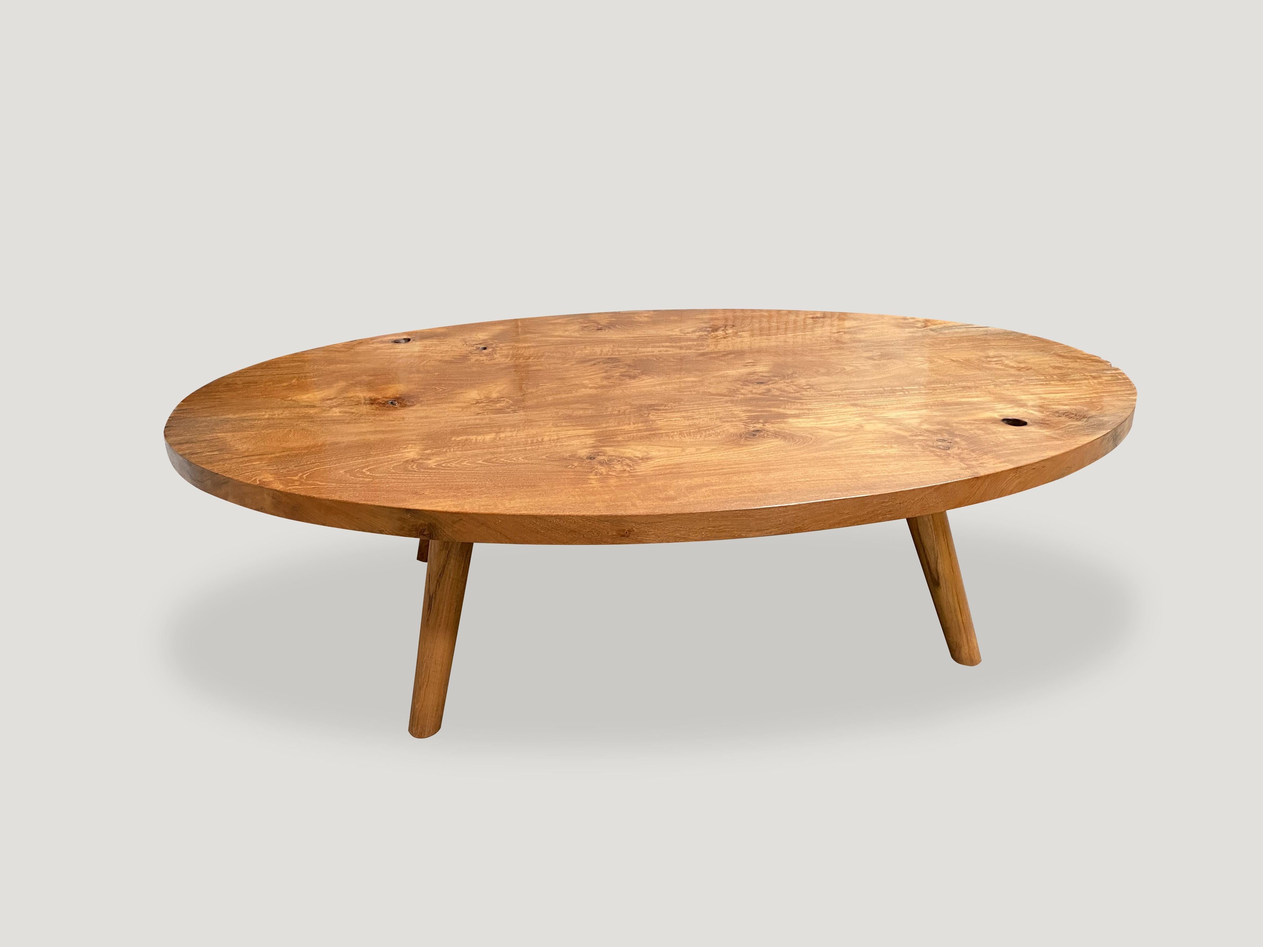 oval reclaimed wood coffee table