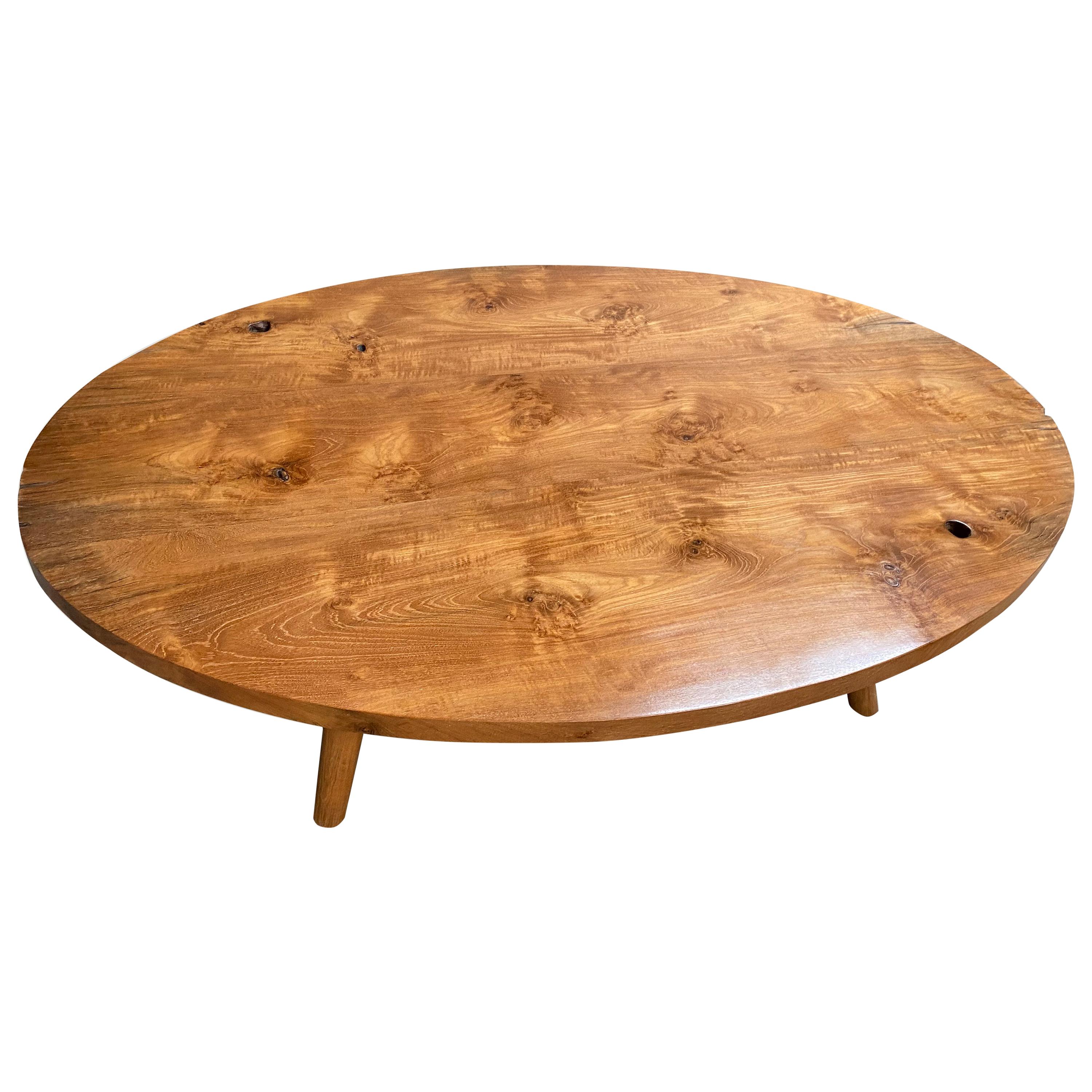 Mid-Century Modern Andrianna Shamaris Mid Century Style Reclaimed Teak Wood Oval Coffee Table For Sale