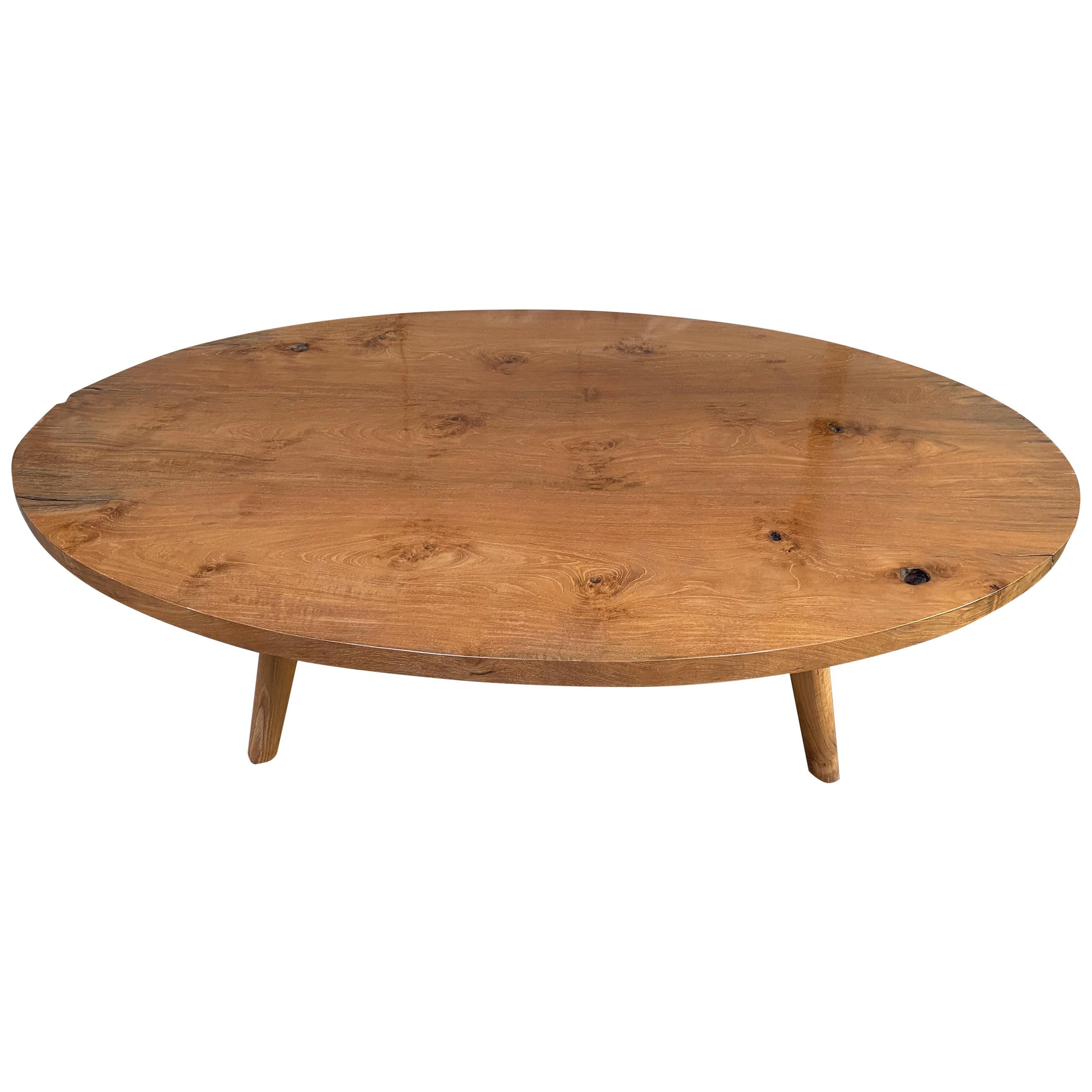 Andrianna Shamaris Mid Century Style Reclaimed Teak Wood Oval Coffee Table