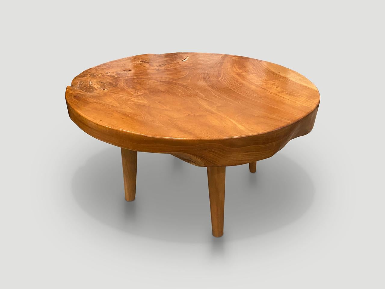 Andrianna Shamaris Mid Century Style Round Coffee Table In Excellent Condition For Sale In New York, NY