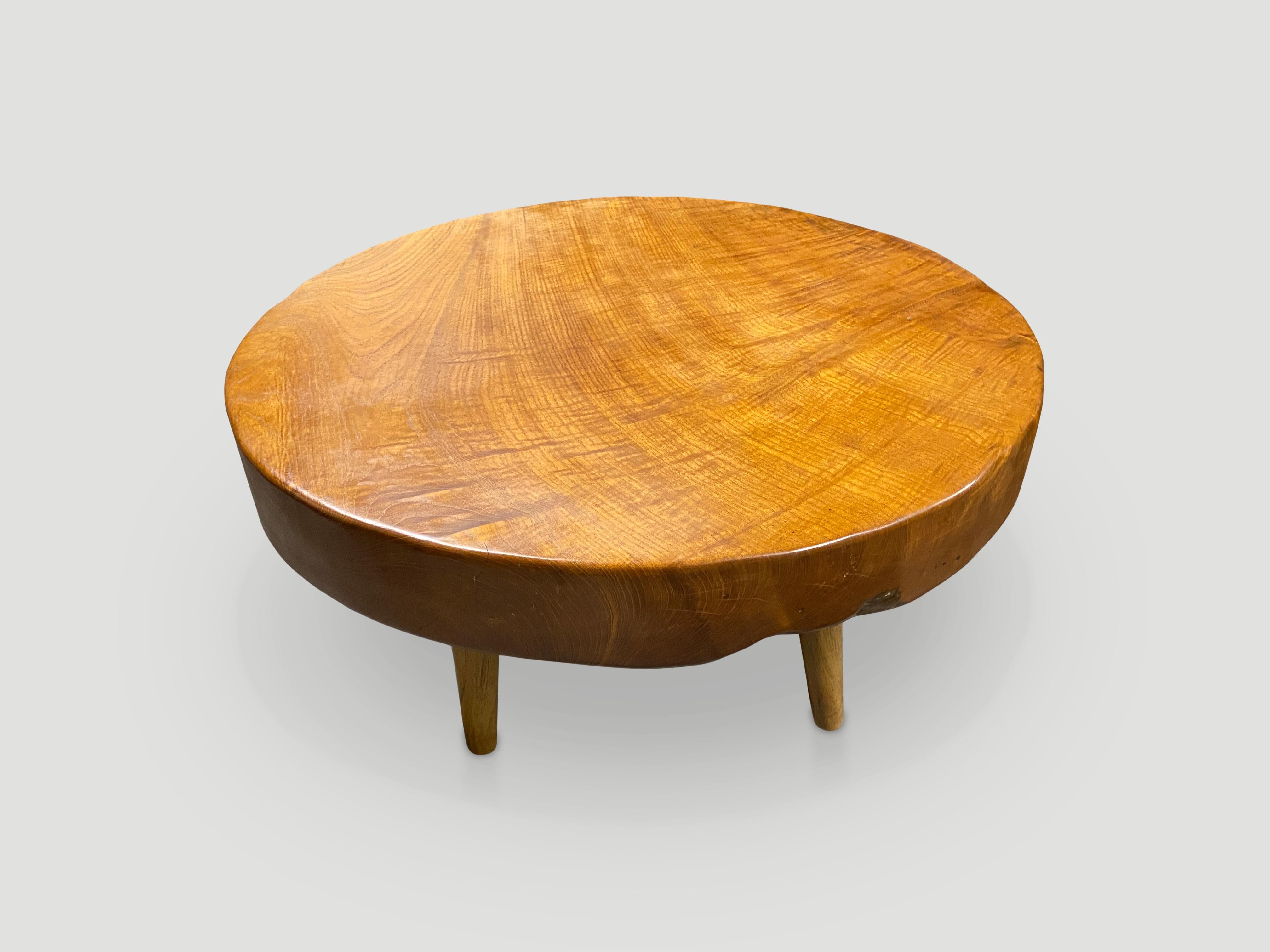Andrianna Shamaris Mid Century Style Round Coffee Table In Excellent Condition For Sale In New York, NY