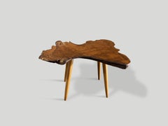 Andrianna Shamaris Mid Century Style Teak Wood Live Edge Organic Side Table
