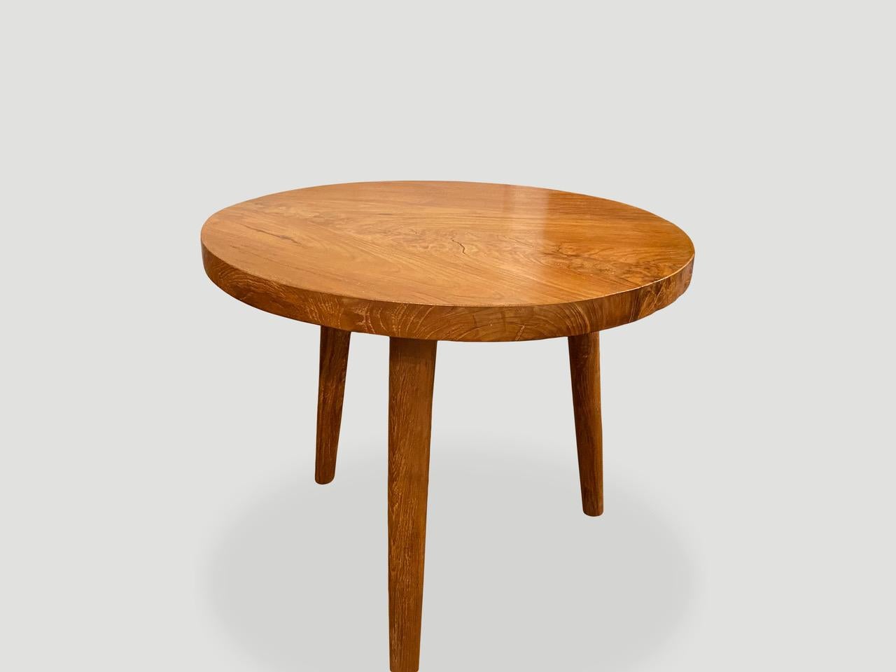 Mid-Century Modern Andrianna Shamaris Mid Century Style Teak Wood Side Table For Sale