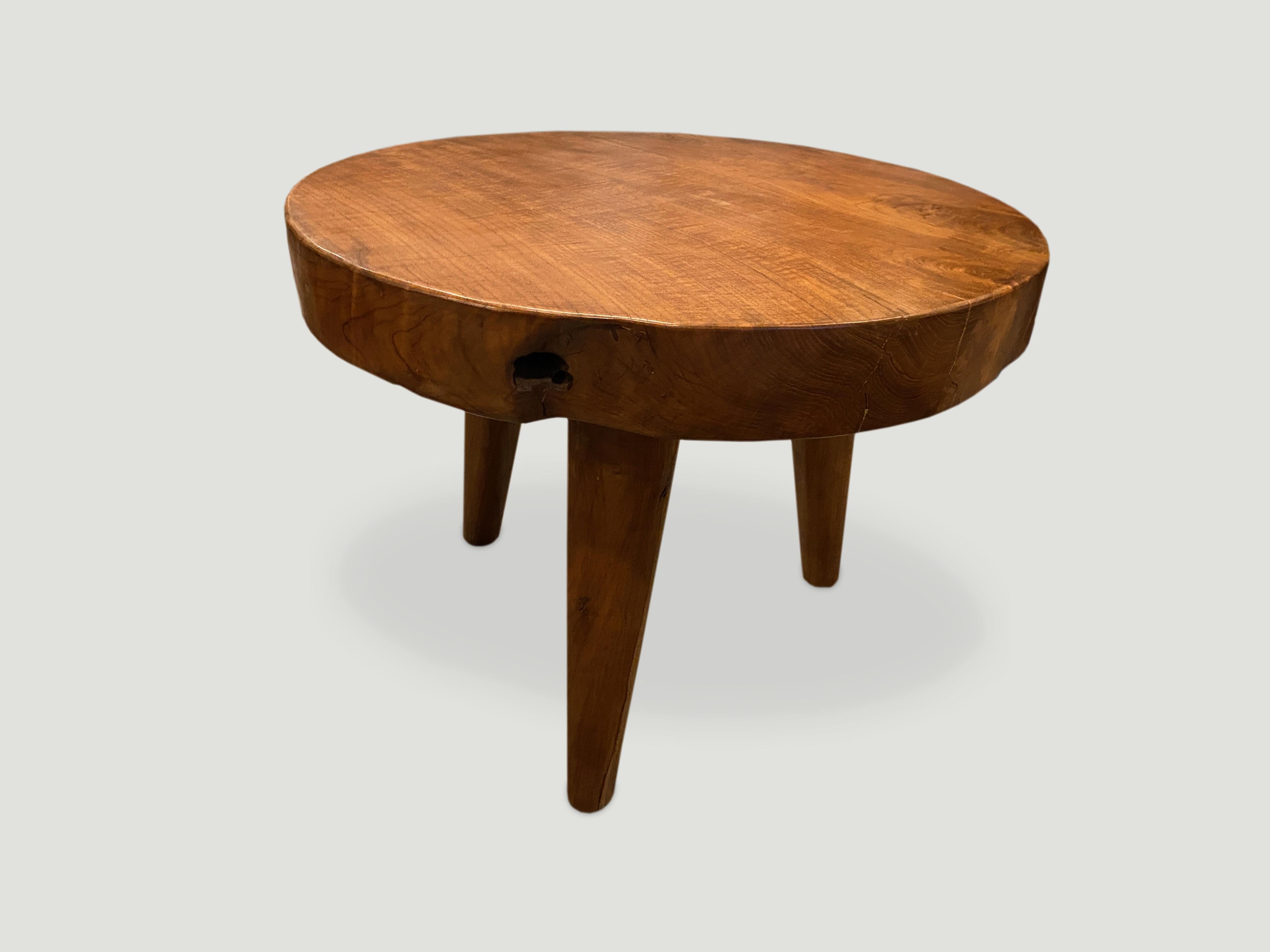 Andrianna Shamaris Midcentury Style Teak Wood Side Table In Excellent Condition For Sale In New York, NY