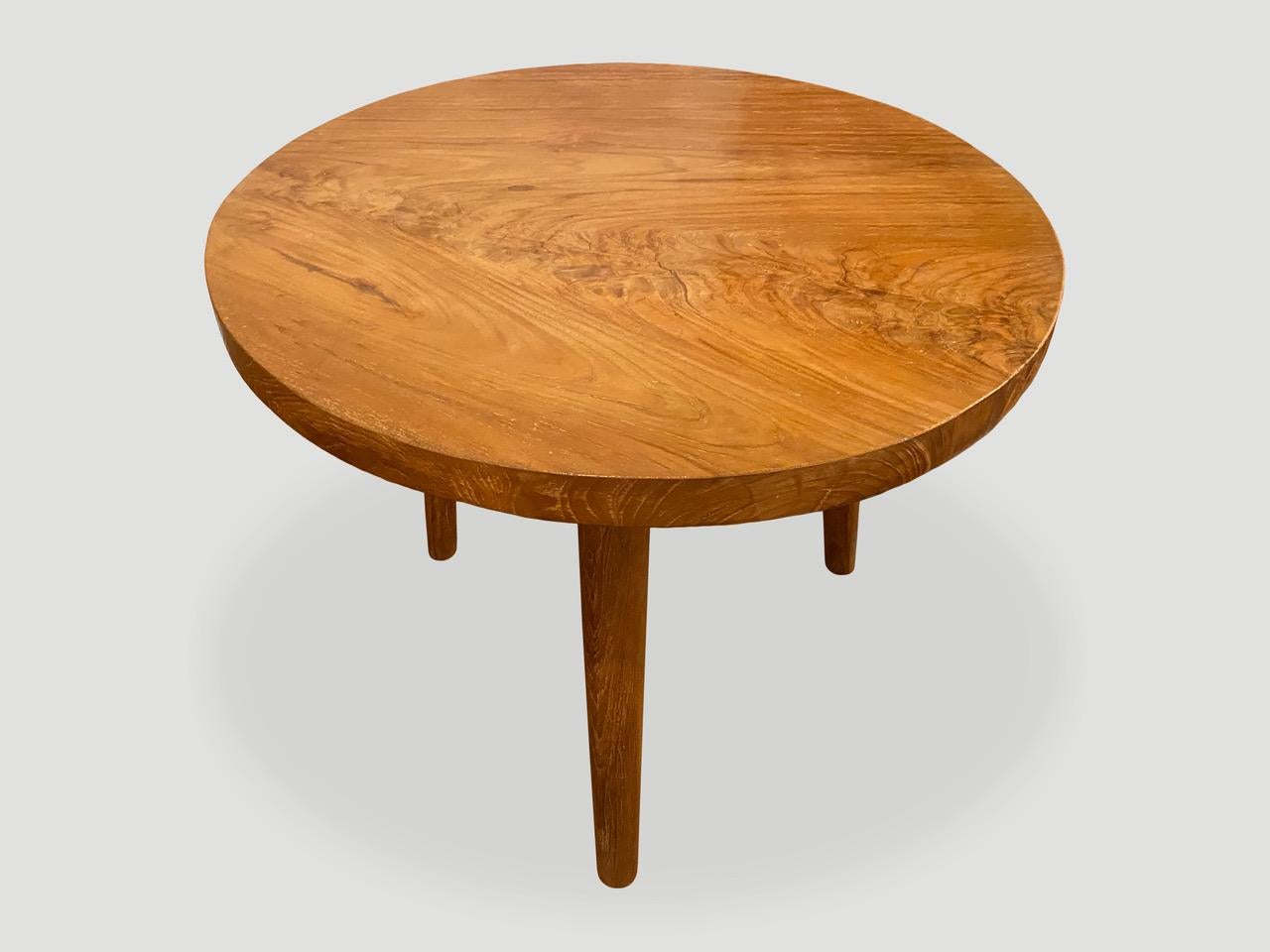 Andrianna Shamaris Mid Century Style Teak Wood Side Table In Excellent Condition For Sale In New York, NY
