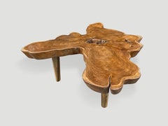 Andrianna Shamaris Mid Century Style Teak Wood Single Slab Coffee Table