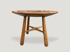 Andrianna Shamaris Midcentury Couture Round Teak Table with Butterflies Inlaid