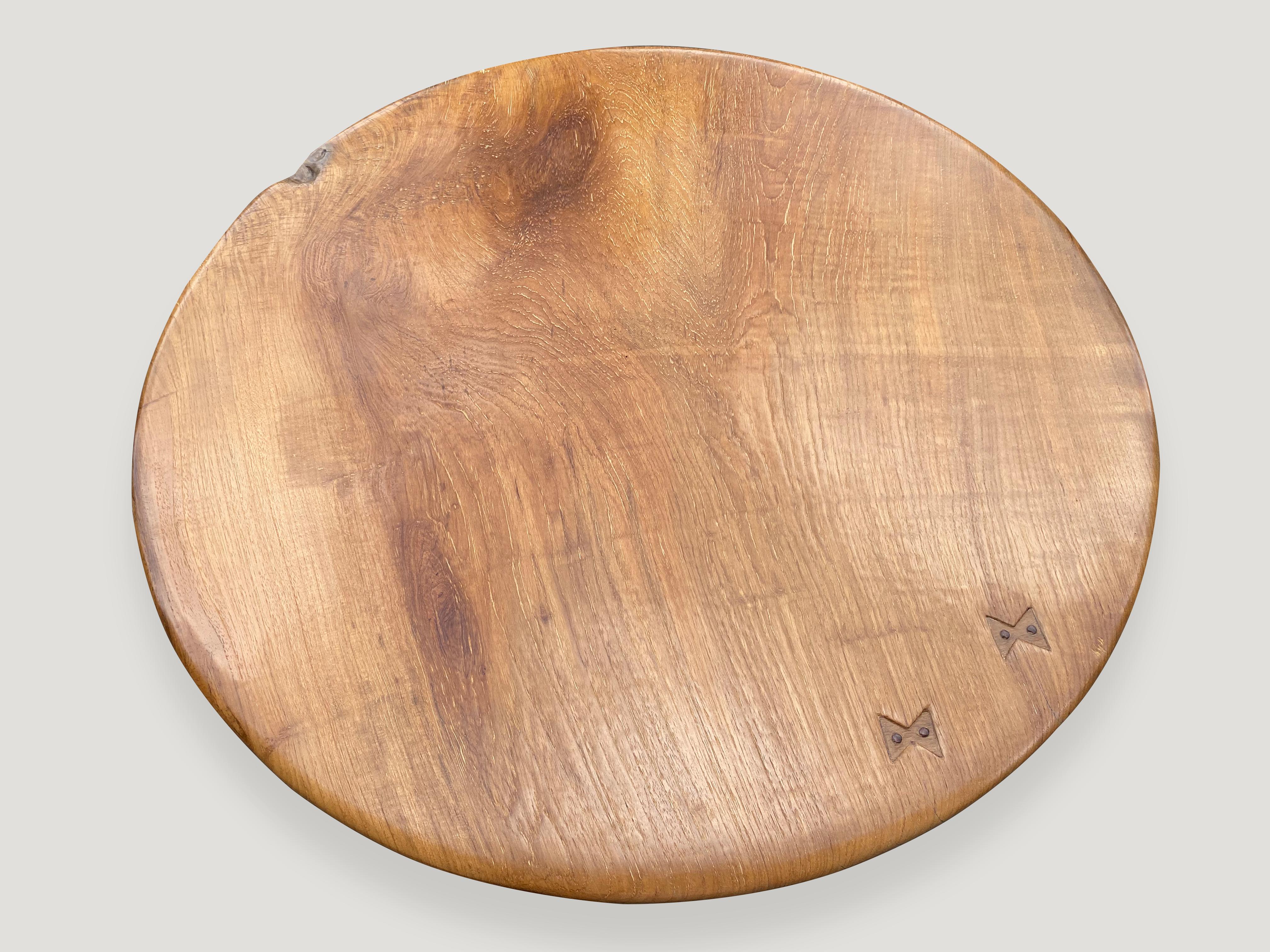 Andrianna Shamaris Midcentury Couture Round Teak Table with Butterflies Inlaid For Sale 3