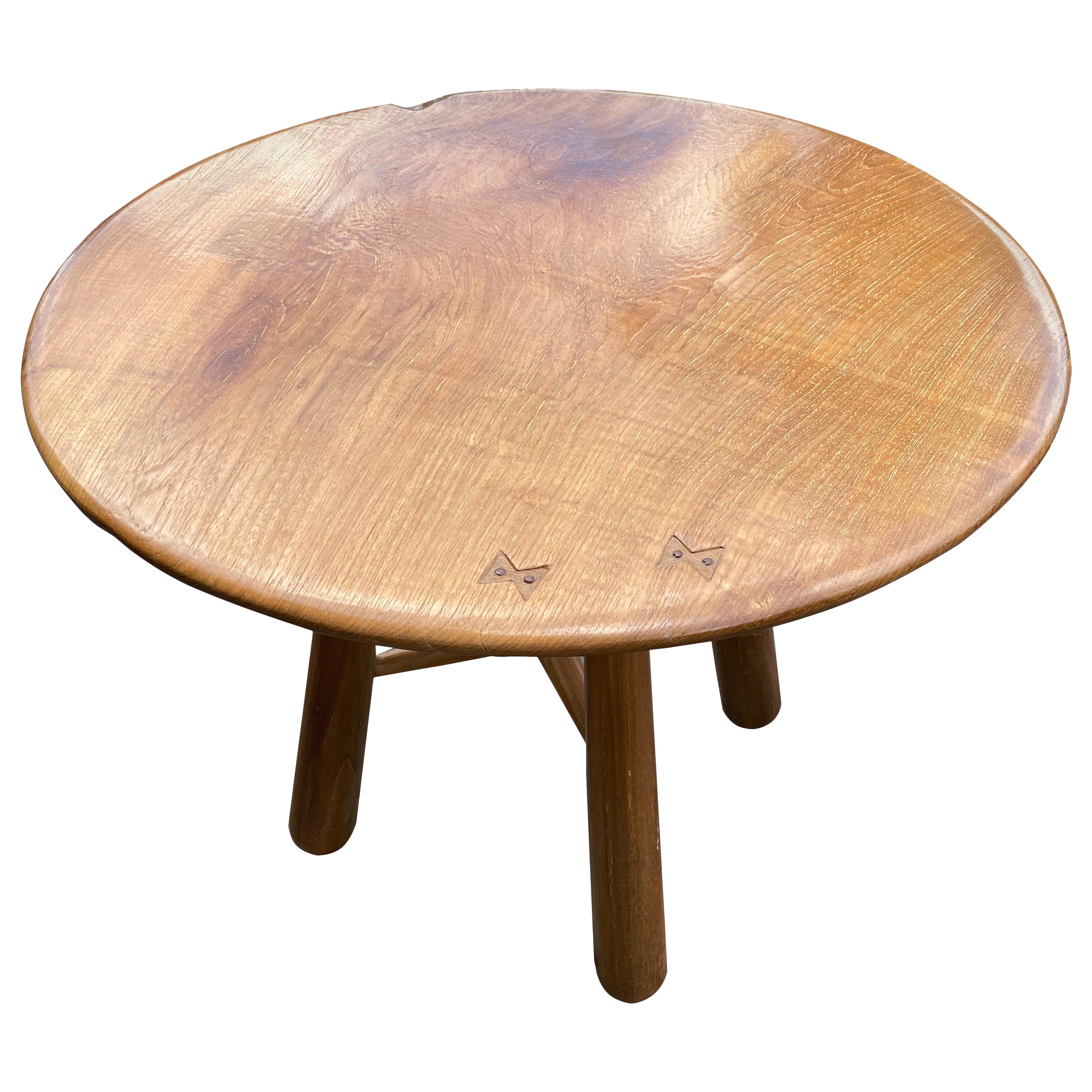 Andrianna Shamaris Midcentury Couture Round Teak Table with Butterflies Inlaid For Sale