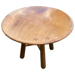 Andrianna Shamaris Midcentury Couture Round Teak Table with Butterflies Inlaid