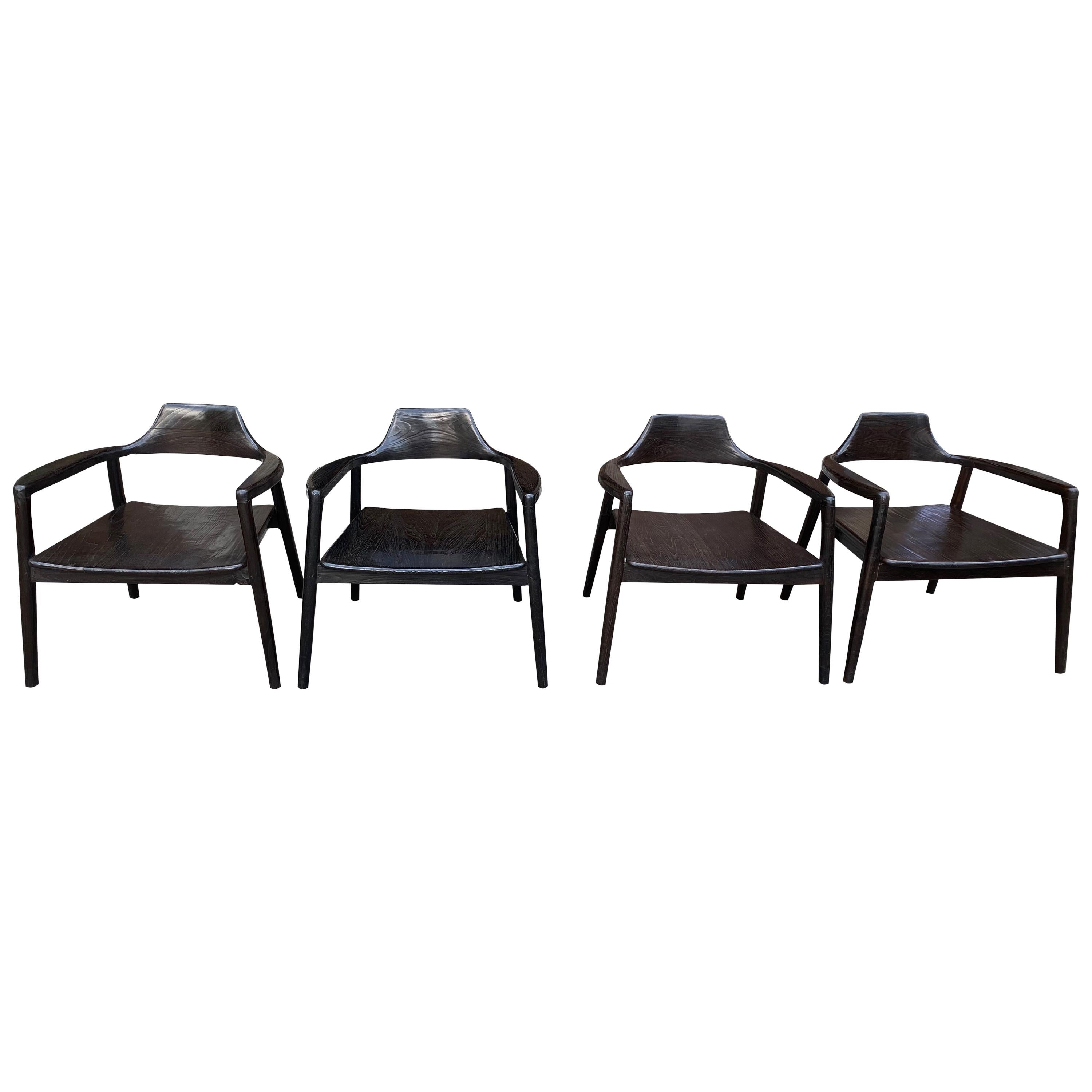 Andrianna Shamaris Midcentury Couture Set of Four Chairs For Sale