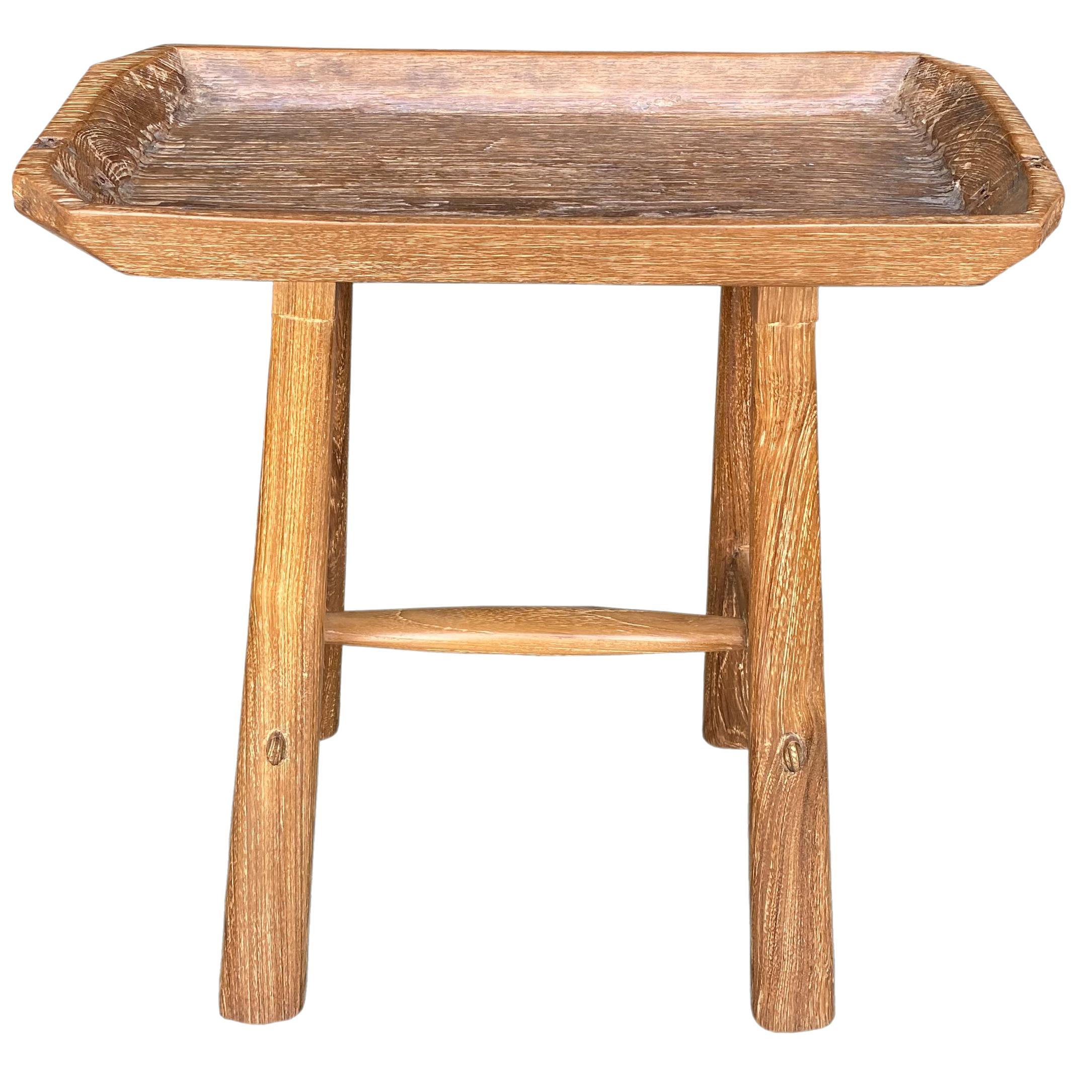 Andrianna Shamaris Midcentury Couture Teak Wood Antique Tray Side Table