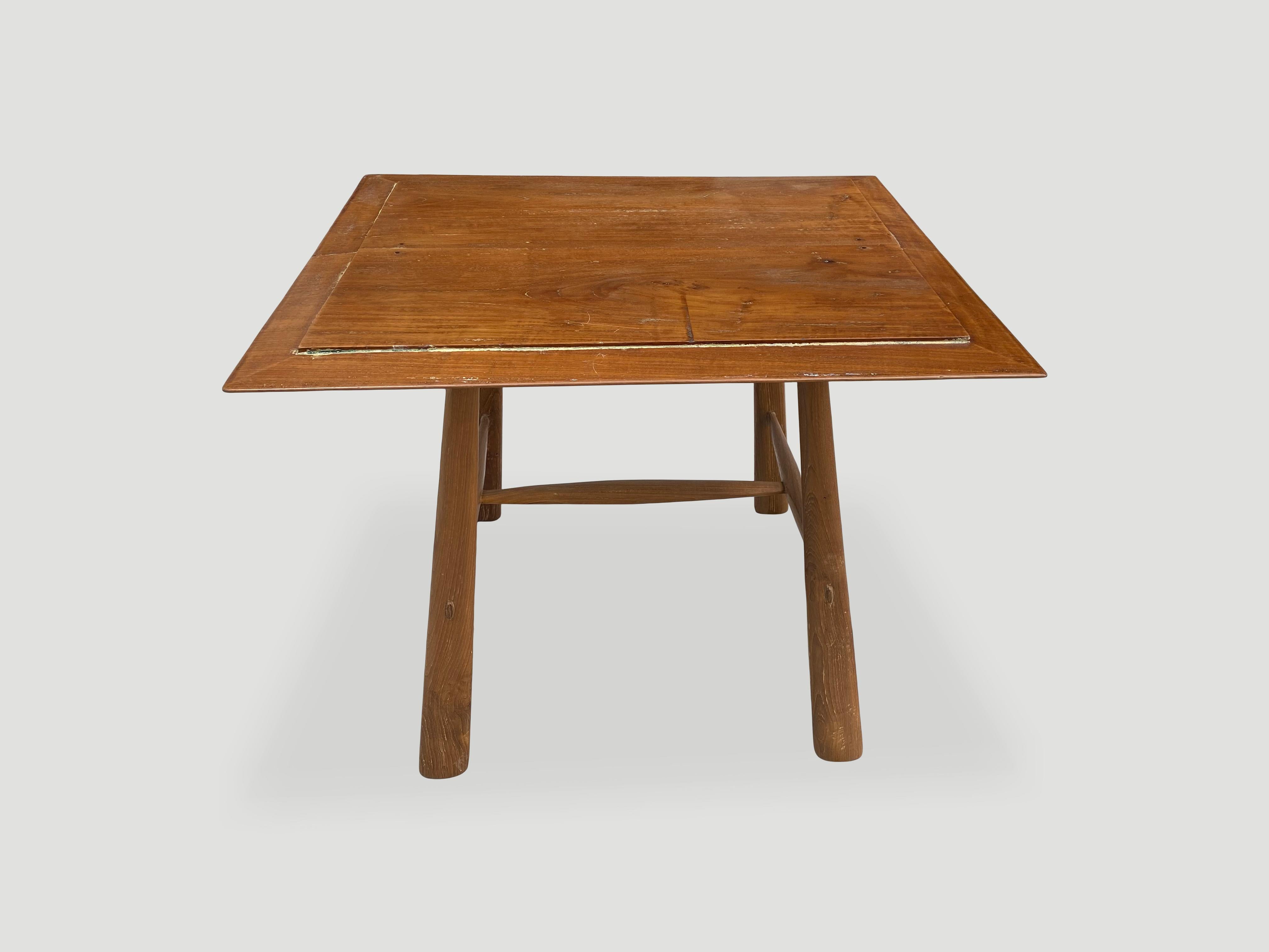 Andrianna Shamaris Midcentury Couture Teak Wood Cocktail Table or Entry Table For Sale 2