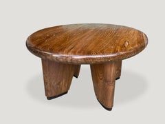 Andrianna Shamaris Midcentury Couture Teak Wood Low Profile Round Coffee Table