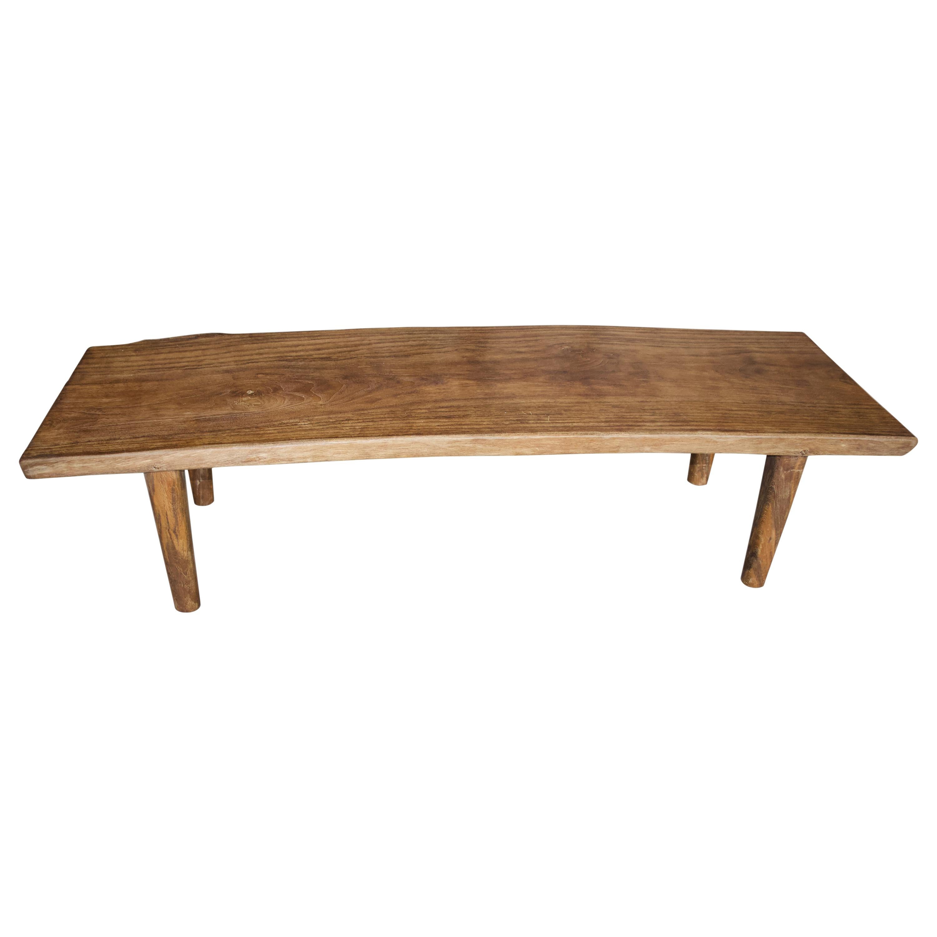 Andrianna Shamaris Midcentury Style Teak Wood Coffee Table or Bench For Sale