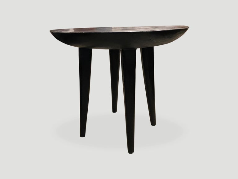 Mid-Century Modern Andrianna Shamaris Minimalist Beveled Charred Side Table For Sale