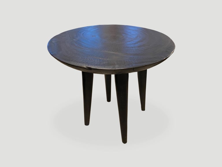 Andrianna Shamaris Minimalist Beveled Charred Side Table In Excellent Condition For Sale In New York, NY