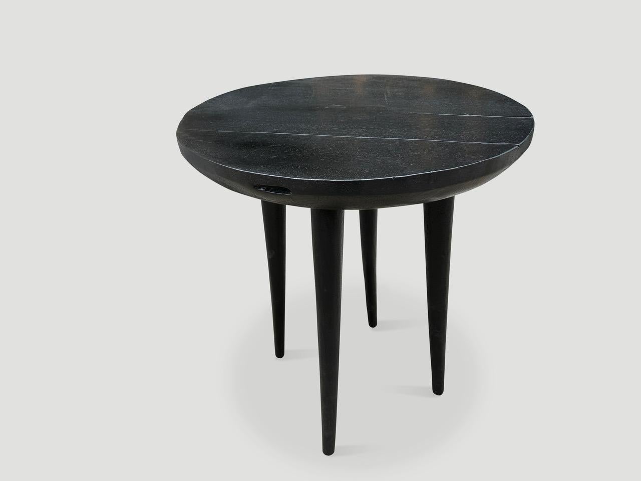 Organic Modern Andrianna Shamaris Minimalist Bevelled Charred Side Table For Sale