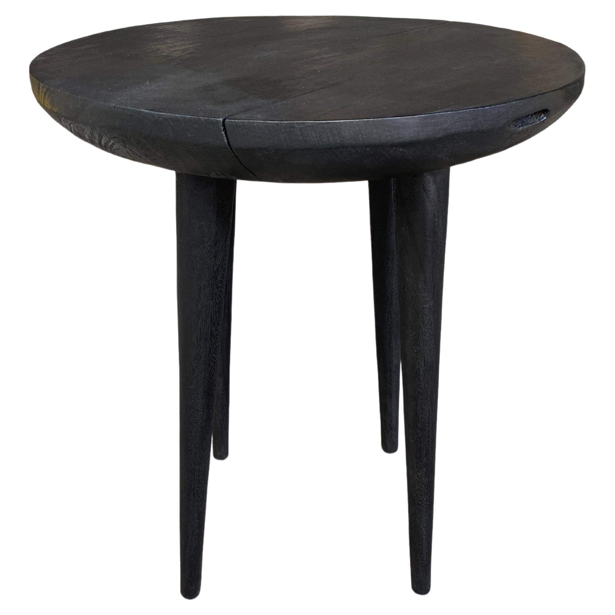 Contemporary Andrianna Shamaris Minimalist Bevelled Charred Side Table For Sale