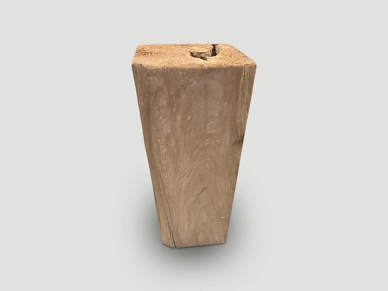 Wood Andrianna Shamaris Minimalist Bleached Teak Pedestal or Side Table