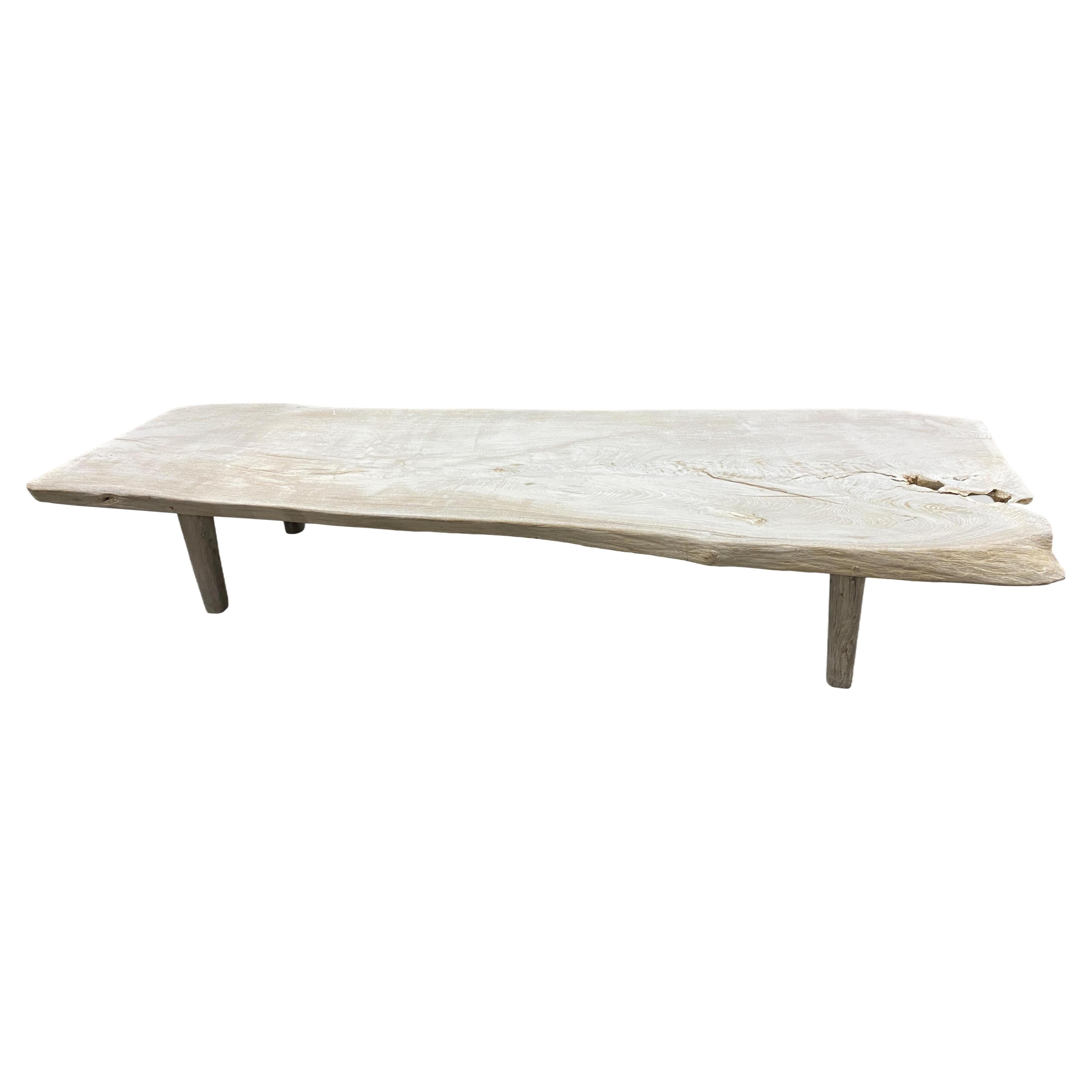 Andrianna Shamaris Minimalist Bleached Teak Wood Coffee Table or Bench