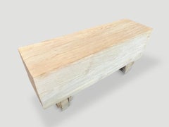 Andrianna Shamaris Minimalist Bleached Teak Wood Log Style Bench