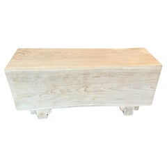 Andrianna Shamaris Minimalist Bleached Teak Wood Log Style Bench