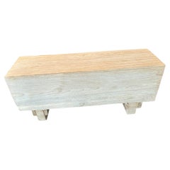 Andrianna Shamaris Banc minimaliste en bois de teck blanchi de style bûcheron