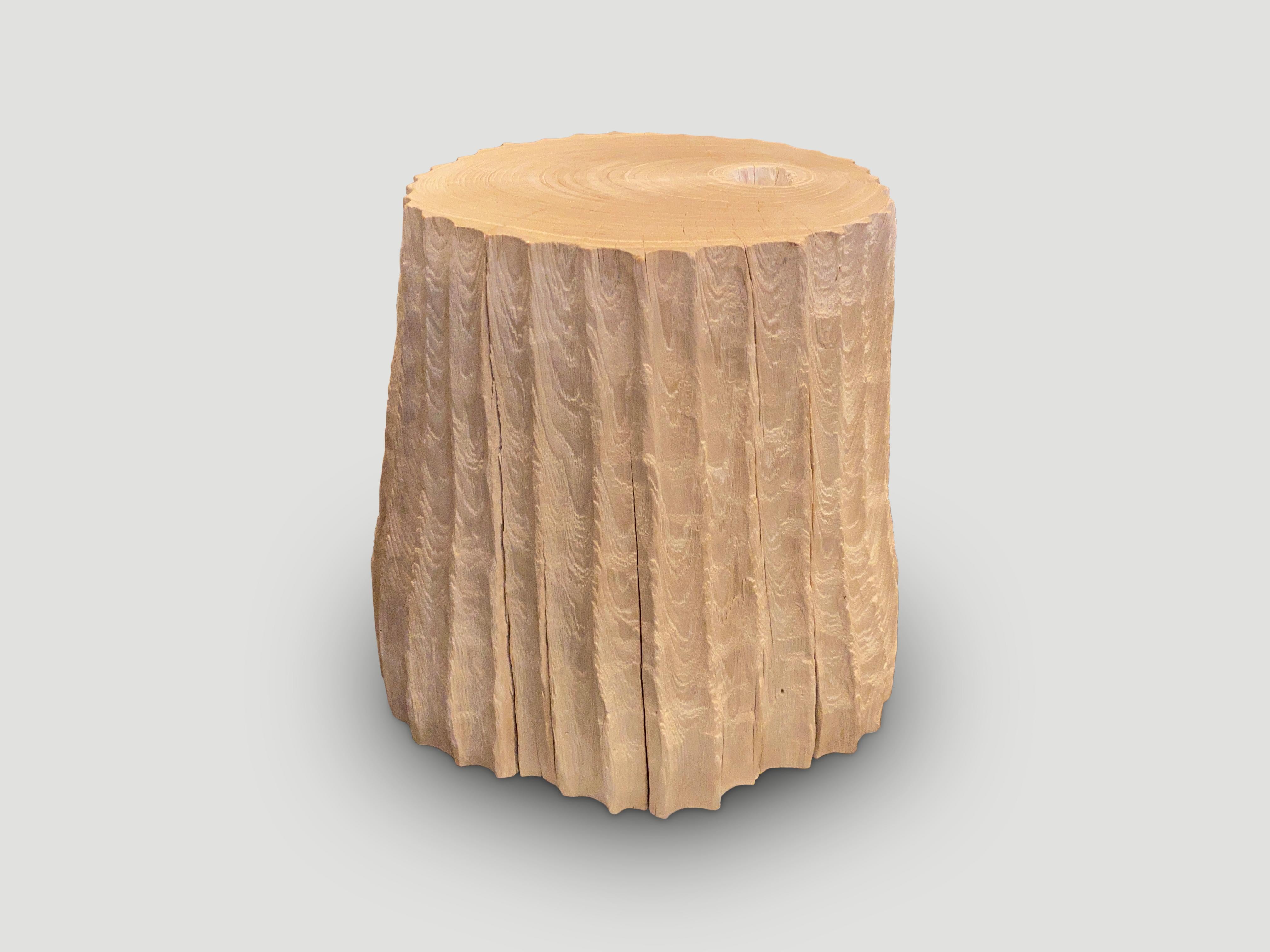 Andrianna Shamaris Minimalist Bleached Teak Wood Side Table In Excellent Condition For Sale In New York, NY