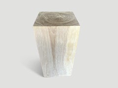 Andrianna Shamaris Minimalist Bleached Teak Wood Side Table or Pedestal