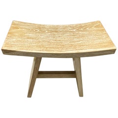 Andrianna Shamaris Minimalist Cerused Teak Wood Bench