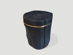Andrianna Shamaris Minimalist Charred and Bronze Side Table, Modern Organic