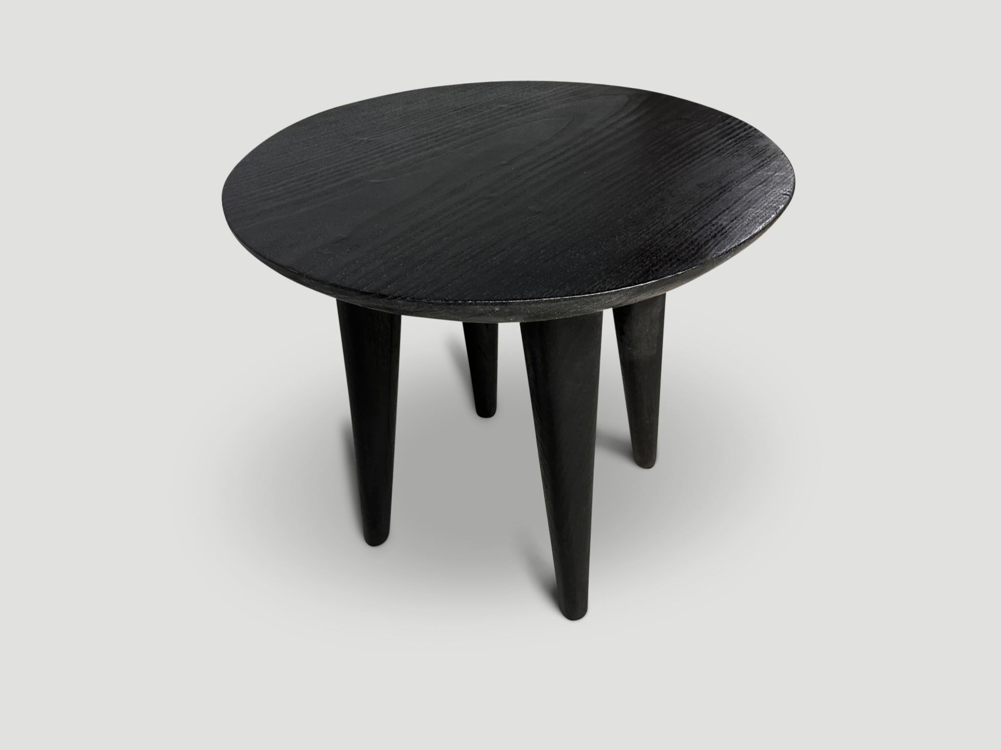 Andrianna Shamaris Minimalist Charred Round Side Table In Excellent Condition For Sale In New York, NY