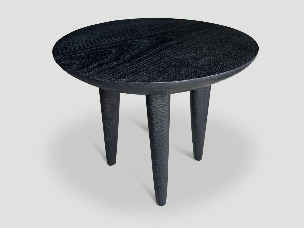 Andrianna Shamaris Minimalist Charred Round Side Table In Excellent Condition For Sale In New York, NY