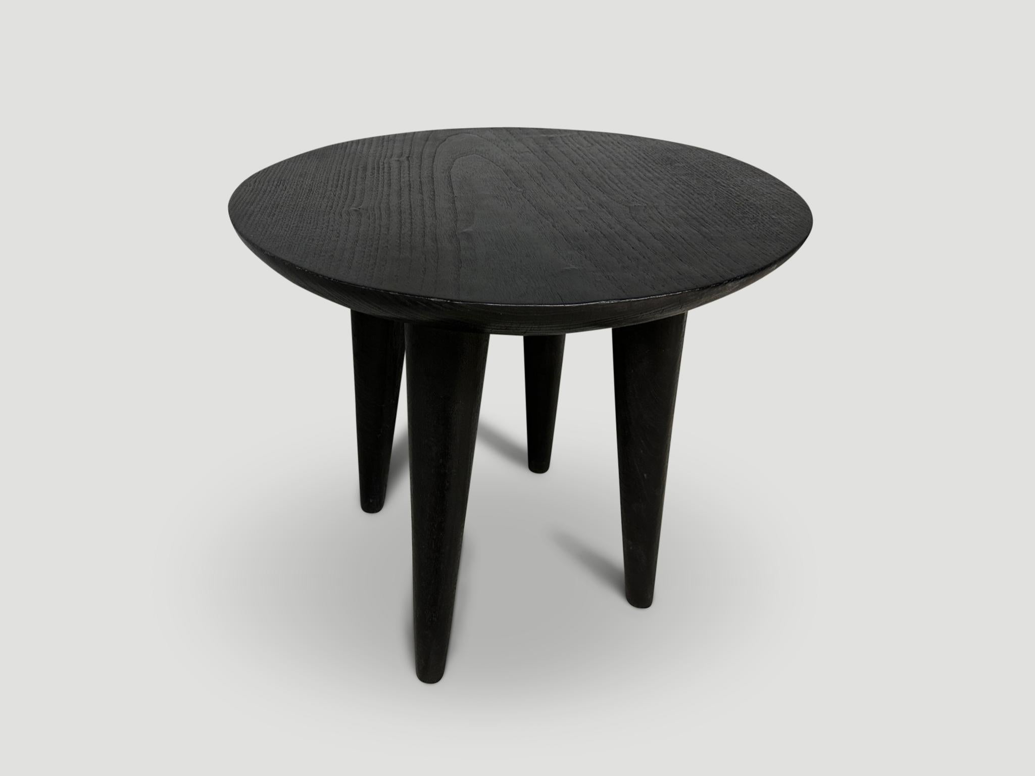 Contemporary Andrianna Shamaris Minimalist Charred Round Side Table For Sale
