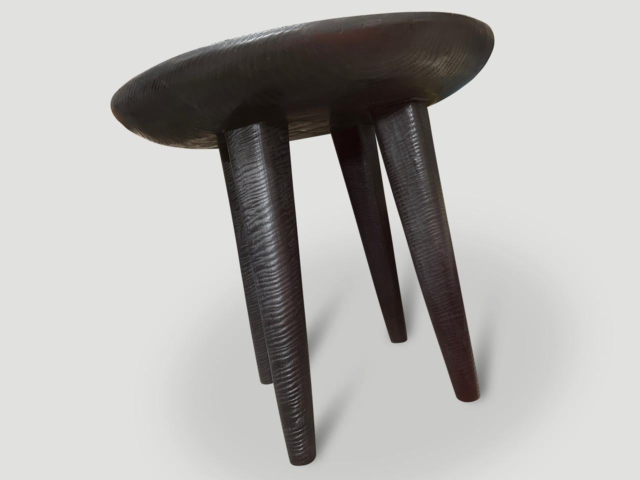 Contemporary Andrianna Shamaris Minimalist Charred Round Side Table For Sale