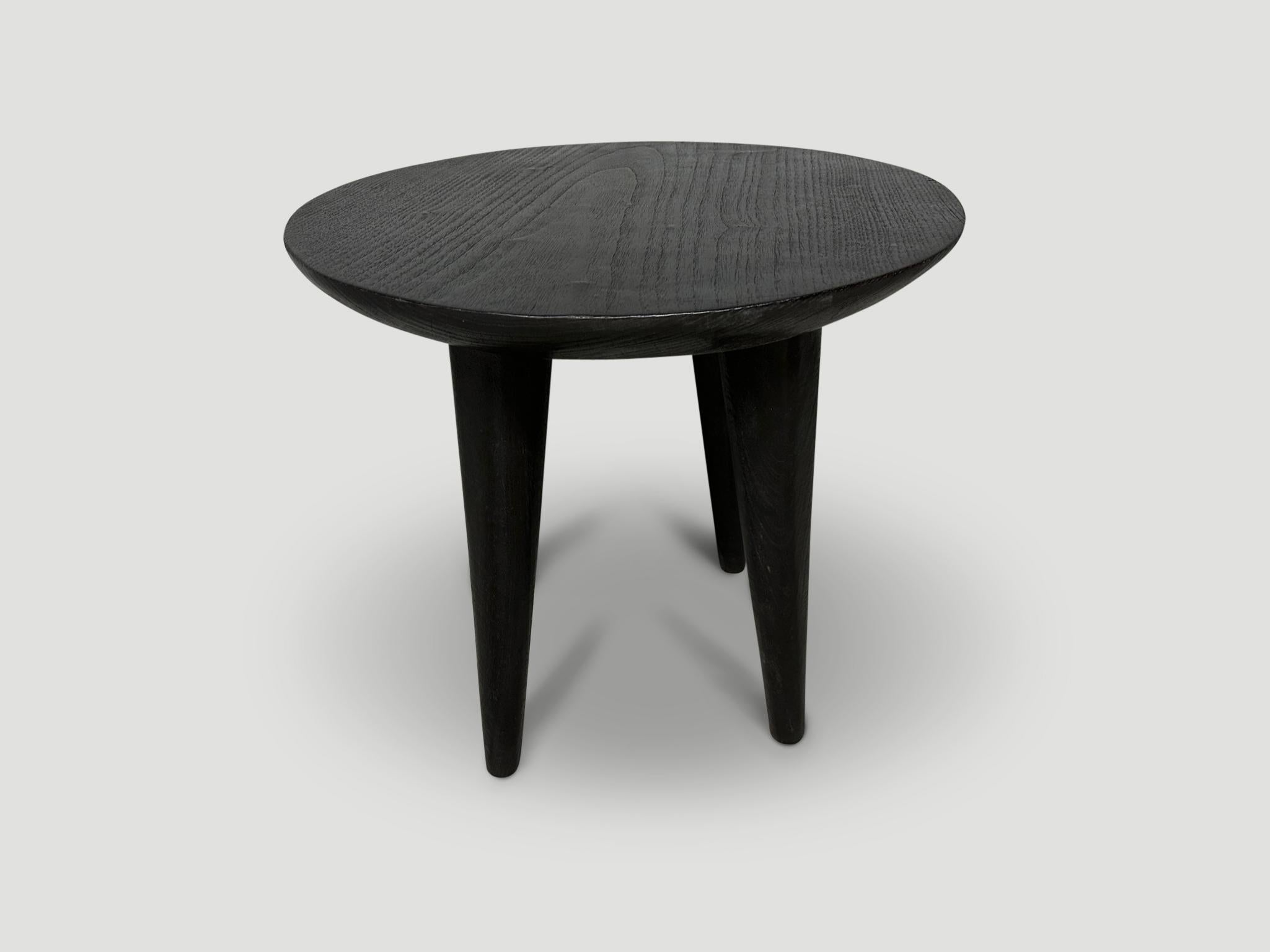 Wood Andrianna Shamaris Minimalist Charred Round Side Table For Sale