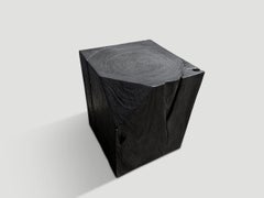 Andrianna Shamaris Charred Reclaimed Wood Side Table - Modern Organic Design