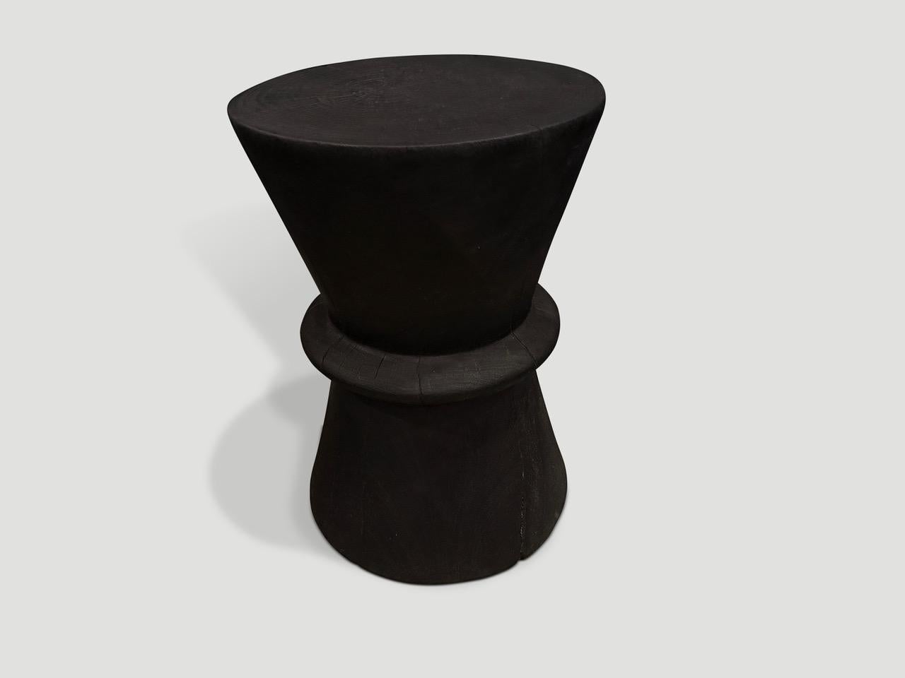 Organic Modern Andrianna Shamaris Minimalist Charred Side Table For Sale
