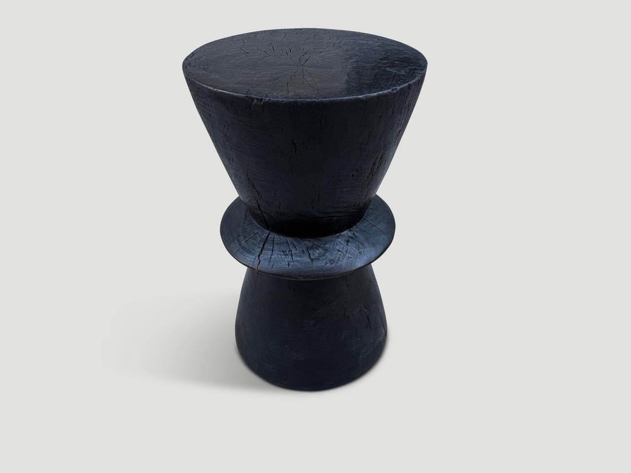 Organic Modern Andrianna Shamaris Minimalist Charred Side Table For Sale