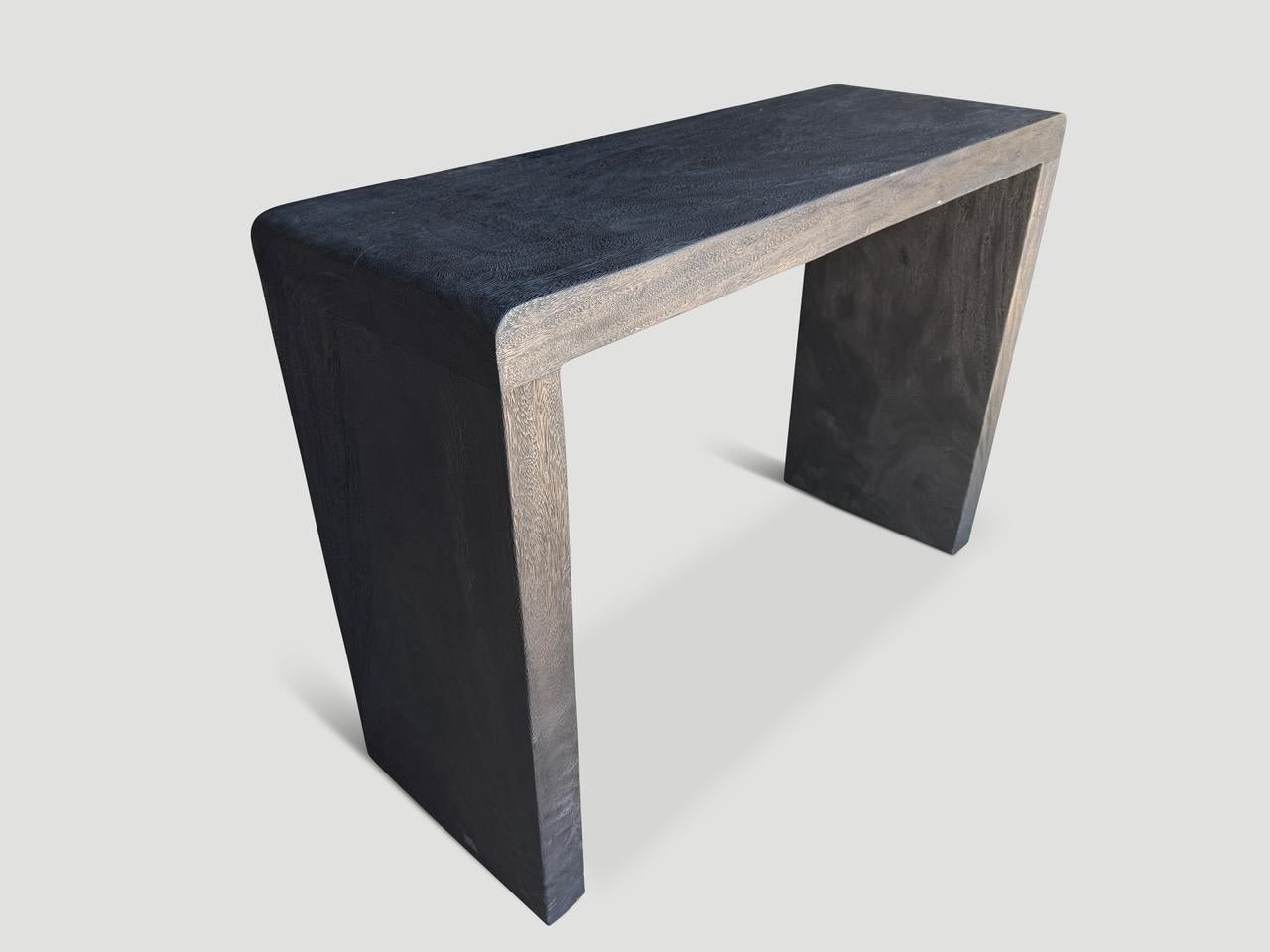 Andrianna Shamaris Minimalist Charred Suar Wood Console In Excellent Condition For Sale In New York, NY