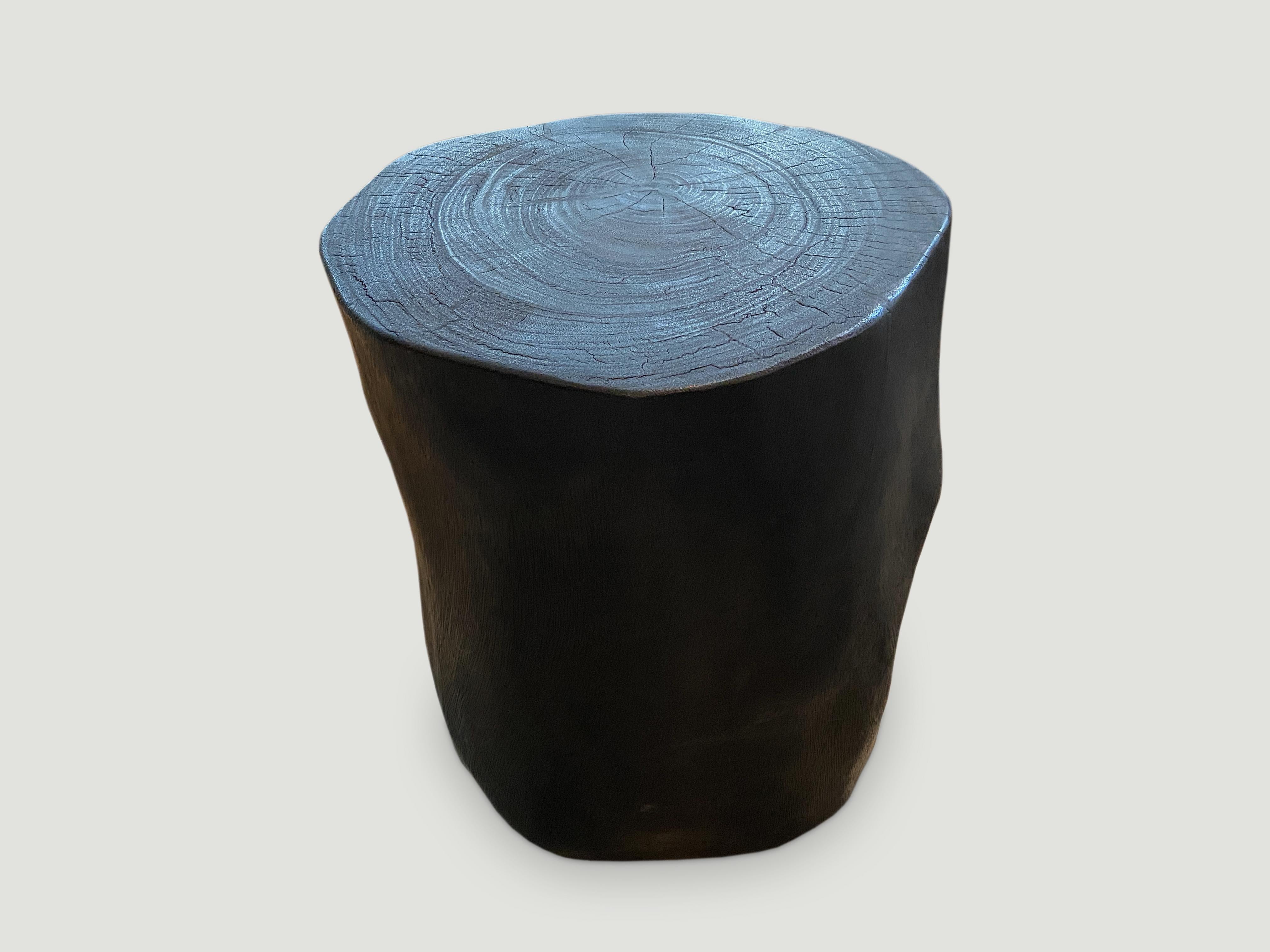 Organic Modern Andrianna Shamaris Minimalist Charred Suar Wood Side Table